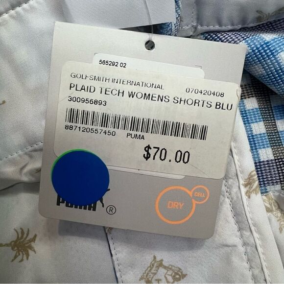 Puma Dry Cell Golf Tech Blue Plaid Golf Shorts Women's NWT Sz 4 - Picture 7 of 7